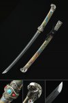 Handmade Pattern Steel Full Tang Real Japanese Wakizashi Sword With Brown Scabbard