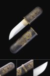 Manganese Steel Tanto with Black Copper Saya - Gold Dragon Aikuchi, Full Tang