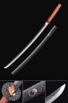 Manganese Steel Katana with Dragon Tsuba, Orange Tsuka & Black Honeycomb Saya - Full Tang