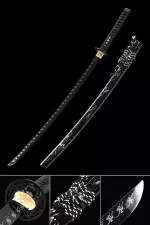 Handmade Japanese Samurai Sword High Manganese Steel With Black Blade