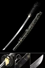 Handmade Katana Sword T10 Folded Clay Tempered Steel With Dragon Head Handle