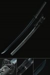 Handmade Japanese Katana Sword High Manganese Steel With Black Blade And Scabbard