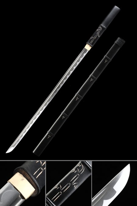 Handmade Japanese Shikomizue Sword, Bamboo Style Chokuto Without Tsuba
