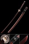 Handmade Japanese Katana Sword Damascus Steel With Crimson Blade And Scabbard