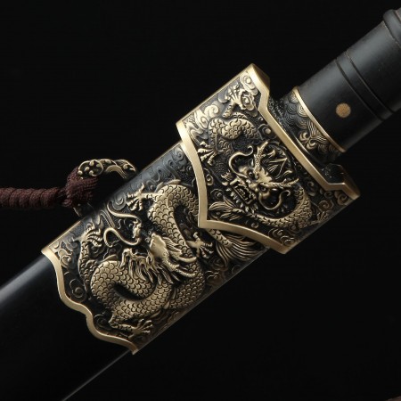 Handmade China Dragon Style Real Chinese Han Swords With Black Scabbard