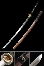 Handmade Japanese Katana Sword Damascus Steel Full Tang With Brown Scabbard