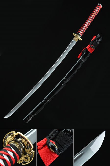 Handmade Japanese Katana Sword Extra Long With Red Handle