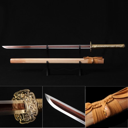 Handmade Two Side Blade Gold Japanese Real Ninjato Ninja Swords Samurai Swords