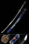 Handmade Japanese Katana Sword Real Hamon With Blue Saya