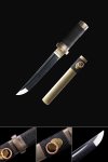 T10 Carbon Steel Tanto with Black Blade & Brass Saya - Koshirae Style Collectible