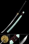 Fuuun Kairyuu Damascus Naginata - Pattern Steel, Green Saya, Copper Tsuba, Full Tang