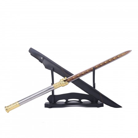 Handmade Double Edge Ninjato Sword With Leather Scabbard