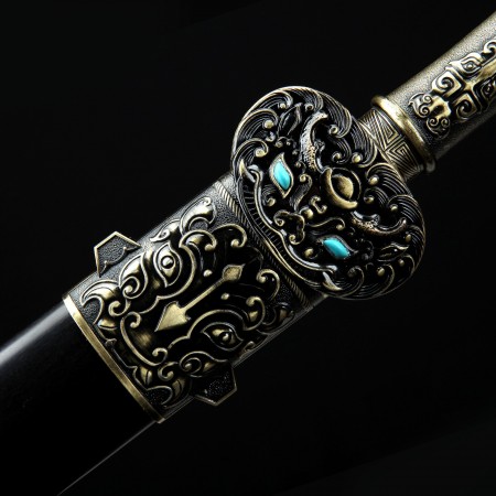Handmade Real Chinese Han Swords With Black Scabbard