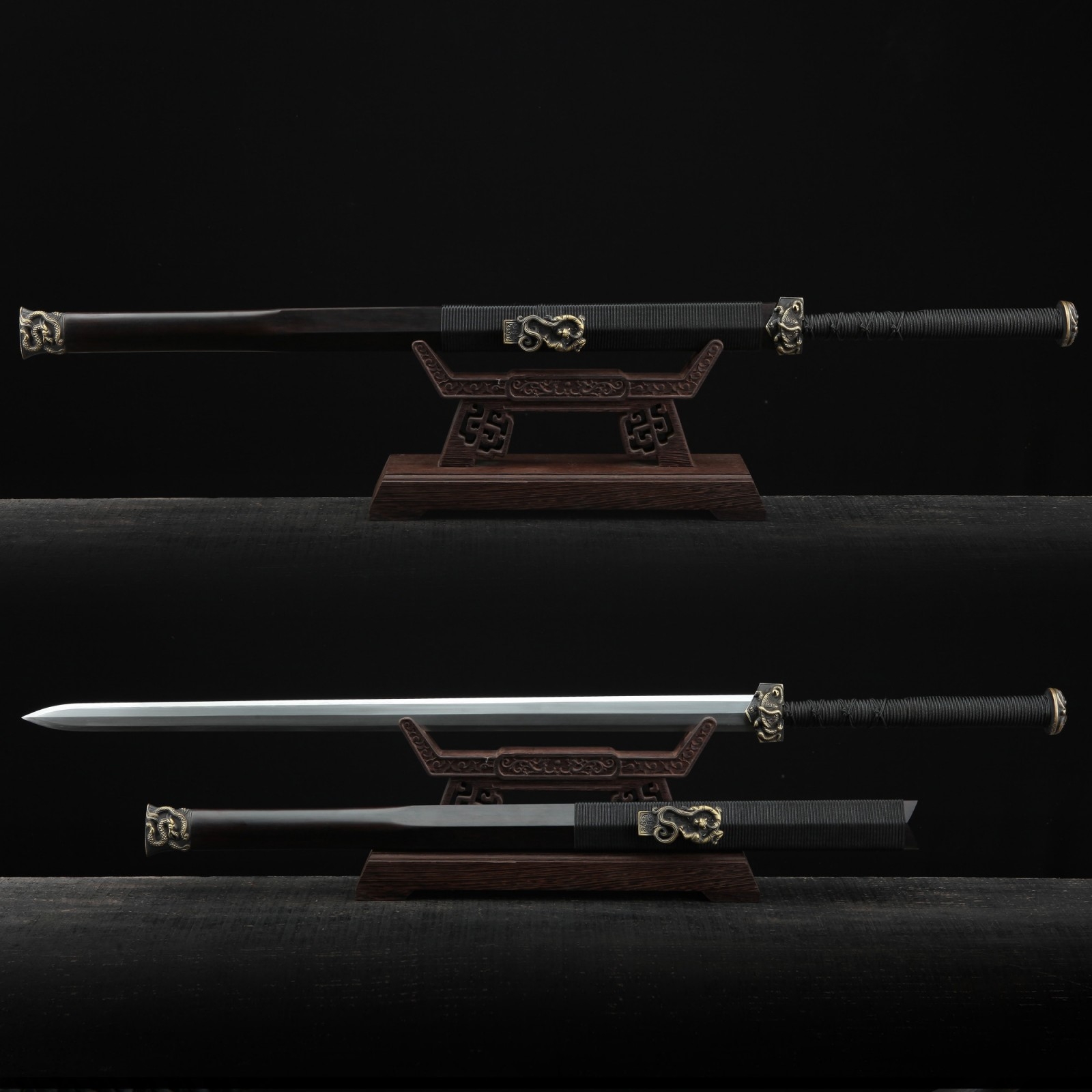 Chinese Han Dynasty God Beast Theme Damascus Steel Full Tang Real Chinese Swords Chinese Han Dynasty God Beast Theme Damascus Steel Full Tang Real Chinese Swords