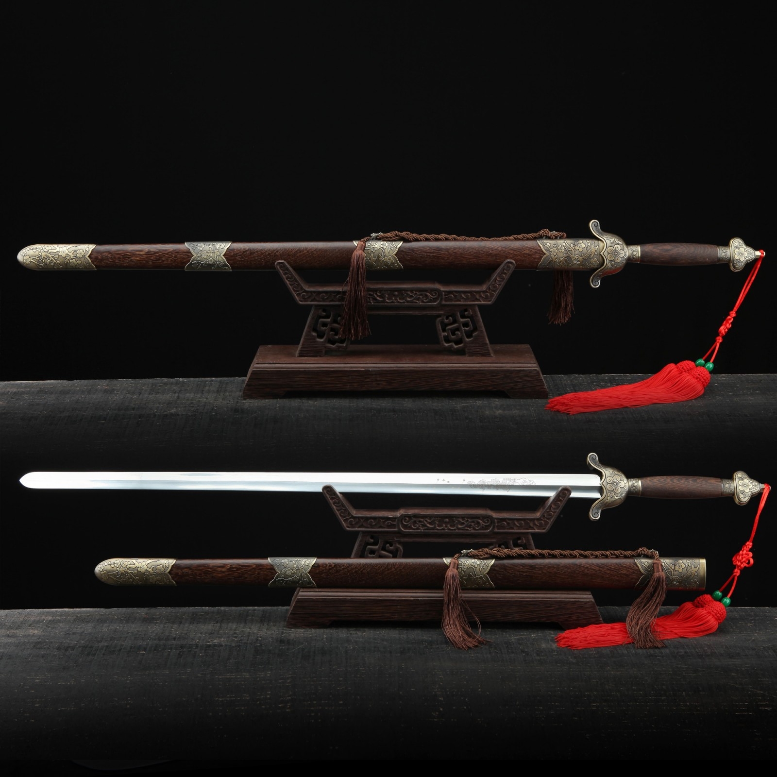 Handmade Rosewood Bronze Retro Plum Theme Training Tai Chi Sword Chinese Swords Handmade Rosewood Bronze Retro Plum Theme Training Tai Chi Sword Chinese Swords