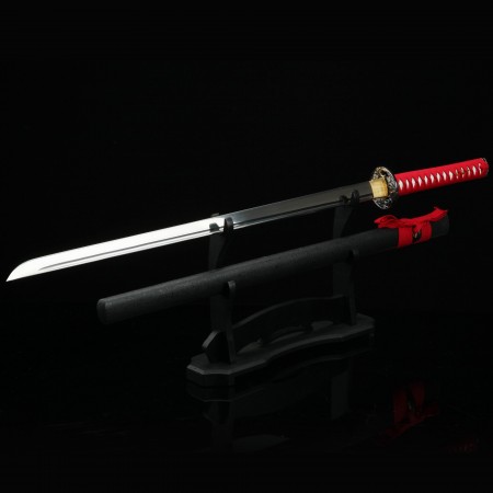Handmade Tiger Tsuba Japanese Ninjato Ninja Swords With Black Scabbard