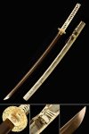 Handmade Japanese Katana Sword 609 Roast Gold Blade With Golden Blade And Scabbard