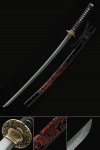 Handmade Japanese Katana Sword Damascus Steel Full Tang With Black Scabbard