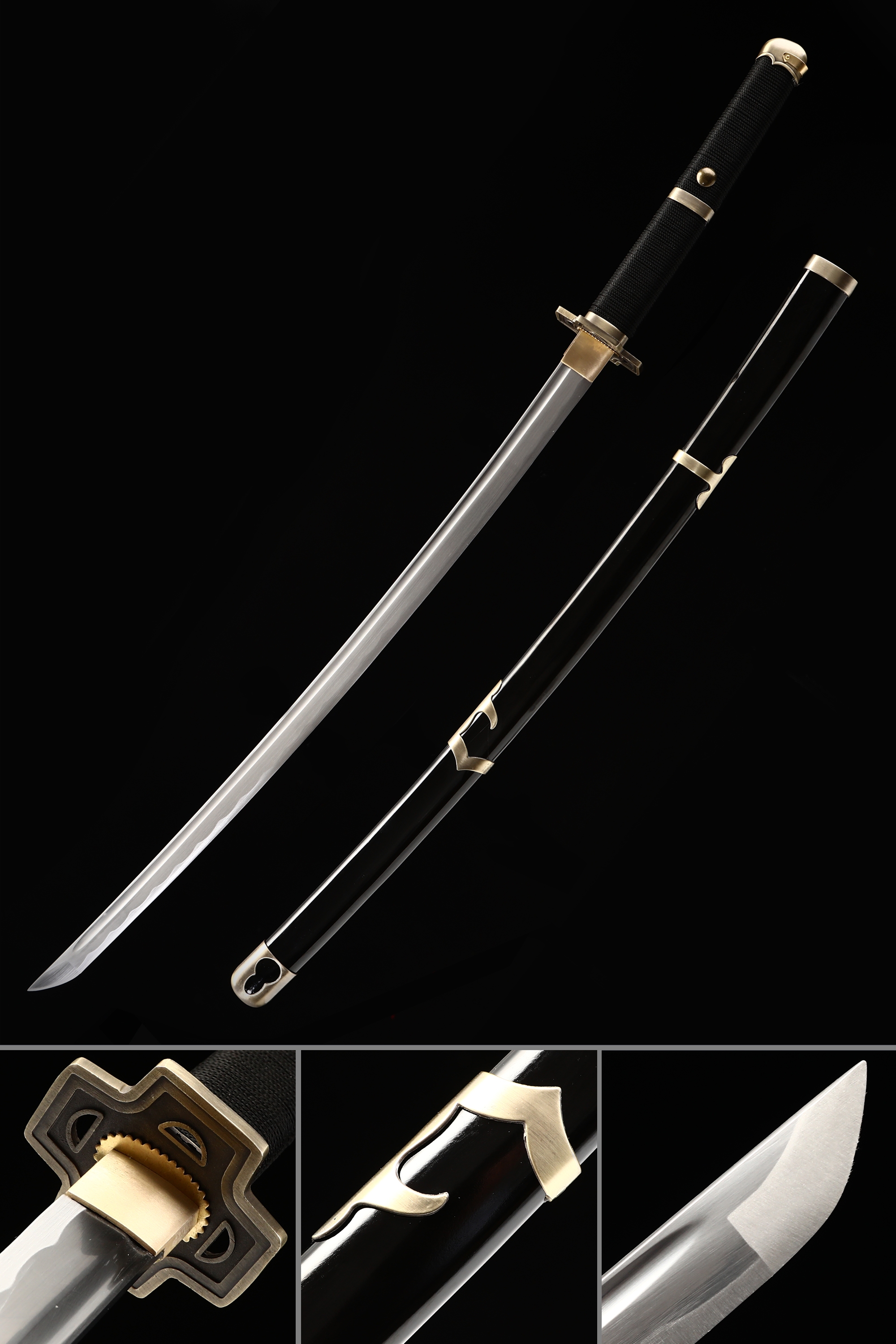 One Piece Roronoa Zoro Yubashiri Katana Samurai Sword Replica With Black Scabbard One Piece Roronoa Zoro Yubashiri Katana Samurai Sword Replica With Black Scabbard