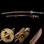Handmade Wooden Blade Unsharpened Japanese Katana Samurai Sword With Black Scabbard