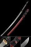 Handmade Full Tang Katana Sword Damascus Steel With Dark Red Scabbard