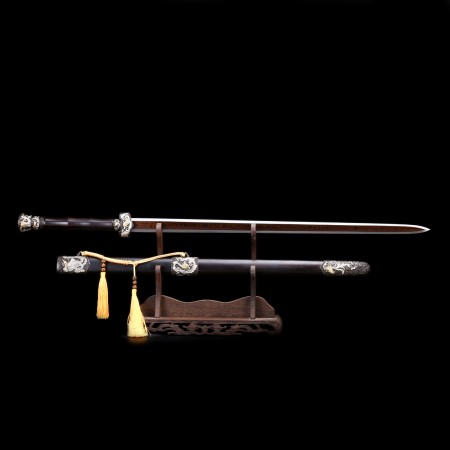 Handmade Chinese Dragon And Phoenix Theme Tang Dynasty Red Blade Chinese Swords