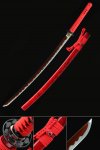 Handmade Japanese Samurai Sword 1095 Carbon Steel With Red Blade And Scabbard