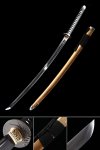 Handmade Japanese Katana Sword T10 Folded Clay Tempered Steel Real Hamon With Orange Scabbard