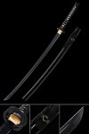 1060 Carbon Steel Black Blade Katana Sword with Python Theme Alloy Tsuba in Black Lacquer Saya