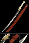 Dragon Fantasy Sword - Full Tang 1060 Carbon Steel Blade with Alloy Dragon Guard & Brown Leather Scabbard