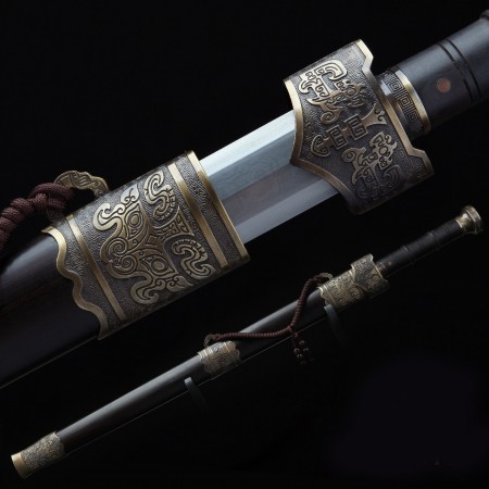 Handmade Bronze Black Wood Real Long Chinese Han Sword