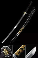 Handmade Japanese Katana Sword T10 Folded Clay Tempered Steel Real Hamon