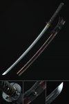 Handmade Japanese Katana Sword T10 Folded Clay Tempered Steel Real Hamon  With Brown Scabbard