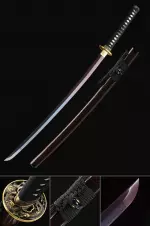Handmade Japanese Katana Sword Damascus Steel With Purple Blade