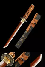 Handmade Japanese Short Tanto Sword With Red Blade