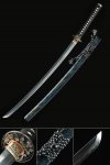 Handmade Japanese Katana Sword Damascus Steel Real Hamon With Mix Color Scabbard