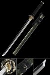 T10 Carbon Steel Ninjato with Hamon Blade in Multi-Color Glitter Saya - Black Cord Handle
