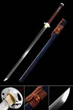 Handmade Japanese Ninjato Ninja Sword Real Hamon With Blue Scabbard