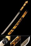 Handmade Japanese Katana Sword With Golden Blade And Dragon Head Handle