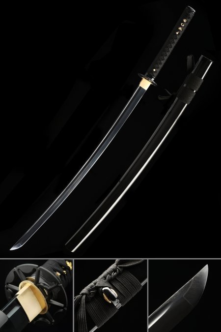 Handmade Japanese Katana Sword 1060 Carbon Steel With Black Scabbard