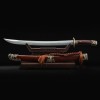 Chinese Qin Dynasty Da Dao Saber Sword Broadsword Pattern Steel With Rosewood Scabbard