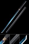 1060 Carbon Steel Shirasaya with Blue Blade & Matte Black Hardwood Saya - Anime Sword