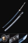 Blue Blade 1060 Carbon Steel Katana Sword - Full Tang Japanese Samurai Sword with Speckled Gray Saya and Bamboo Tsuba