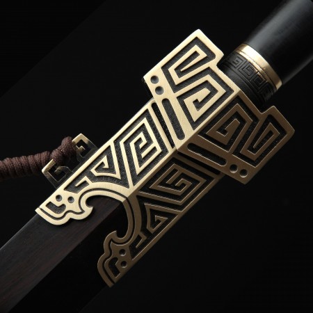 Handmade Qin Dynasty Chinese King Swords With Real Black Wood Scabbard
