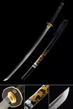 Handmade Japanese Katana Sword T10 Folded Clay Tempered Steel Real Hamon