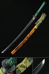 Authentic Japanese Katana Sword T10 Folded Clay Tempered Steel With Orange Scabbard