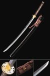 T10 Carbon Steel Katana with Hammered Hamon Blade in Black Lacquer Saya - Samurai Tsuba