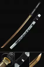 Handmade Japanese Katana T10 Folded Clay Tempere Real Hamon With White Scabbard