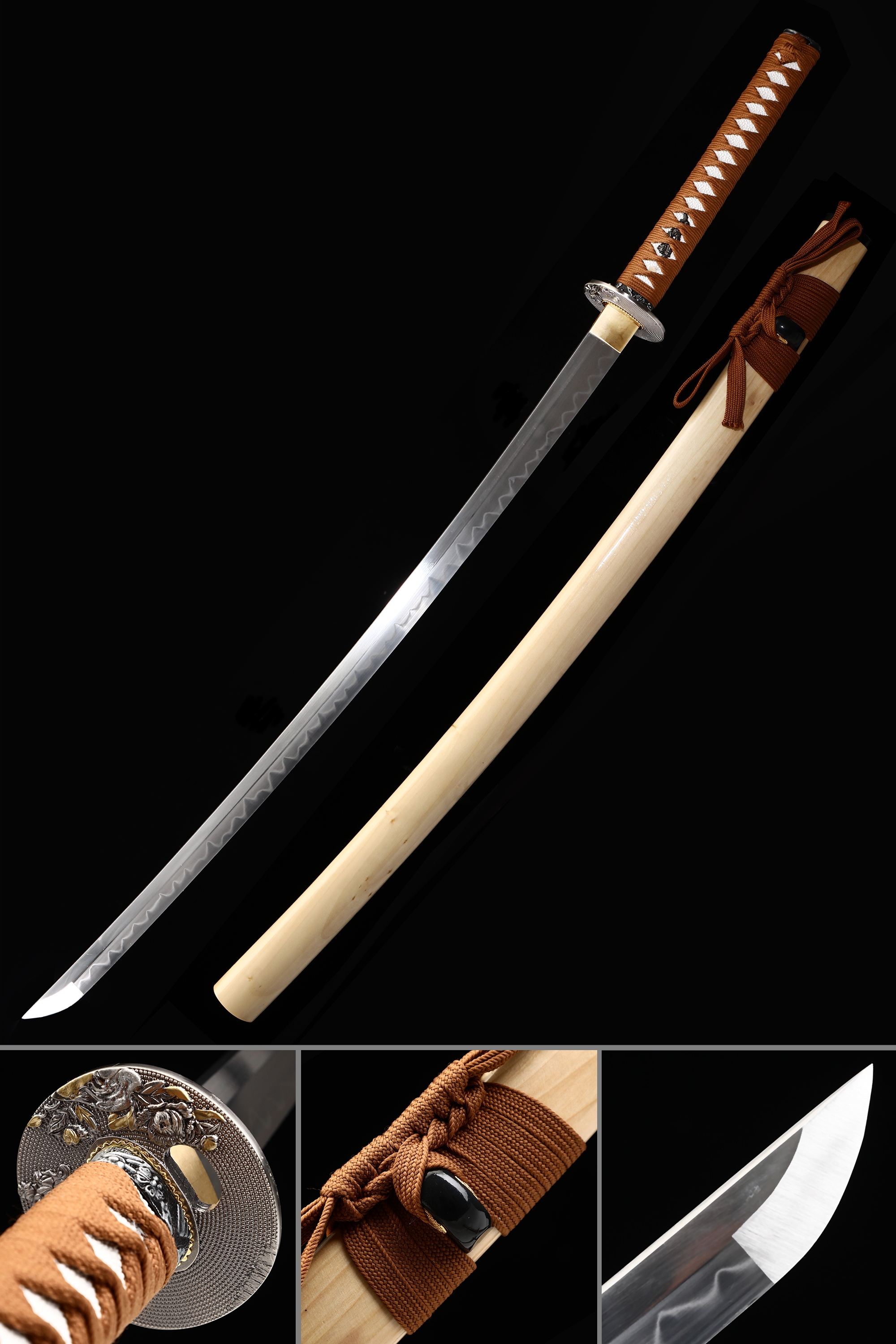 Handmade Japanese Katana Sword 1065 Carbon Steel With Natural Scabbard Handmade Japanese Katana Sword 1065 Carbon Steel With Natural Scabbard