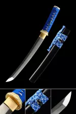 Handmade 1000 Layer Folded Steel Real Japanese Tanto Sword With Black Scabbard